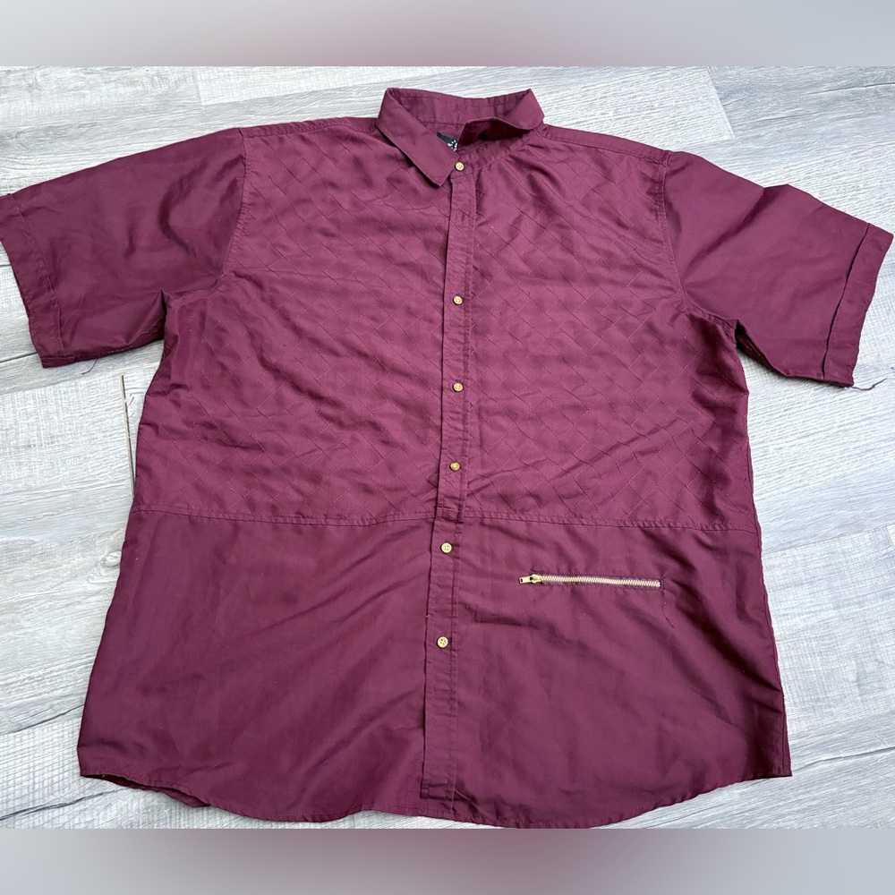 Brooklyn State button down burgundy textured zippered size 5XL